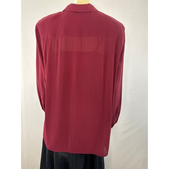 Vintage Y2K Mom blouse large wrap collar in burgundy by Jones New York size 14 - Picture 7 of 11